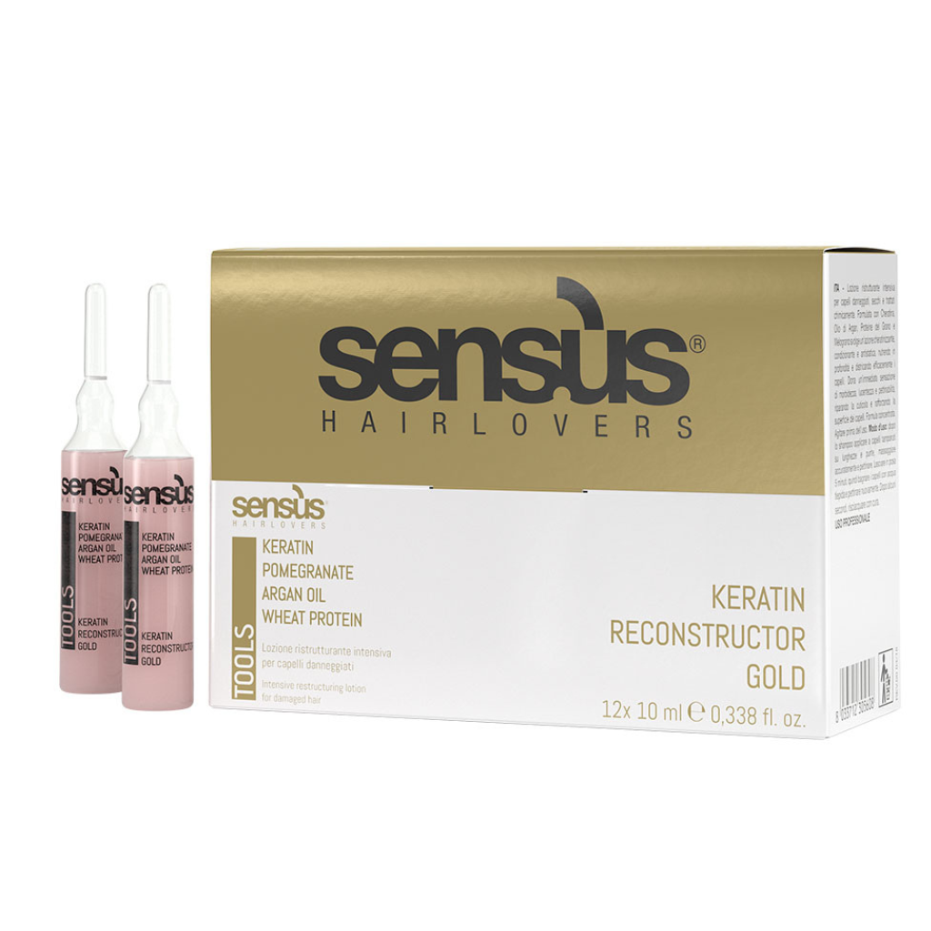 Ampollas keratin reconstructor gold para cabellos dañados y secos |Sensús