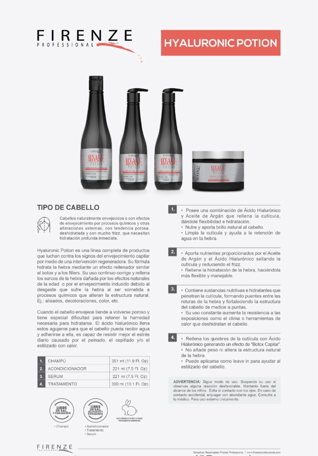 Kit Hyaluronic potion 4 pasos | Firenze profesional