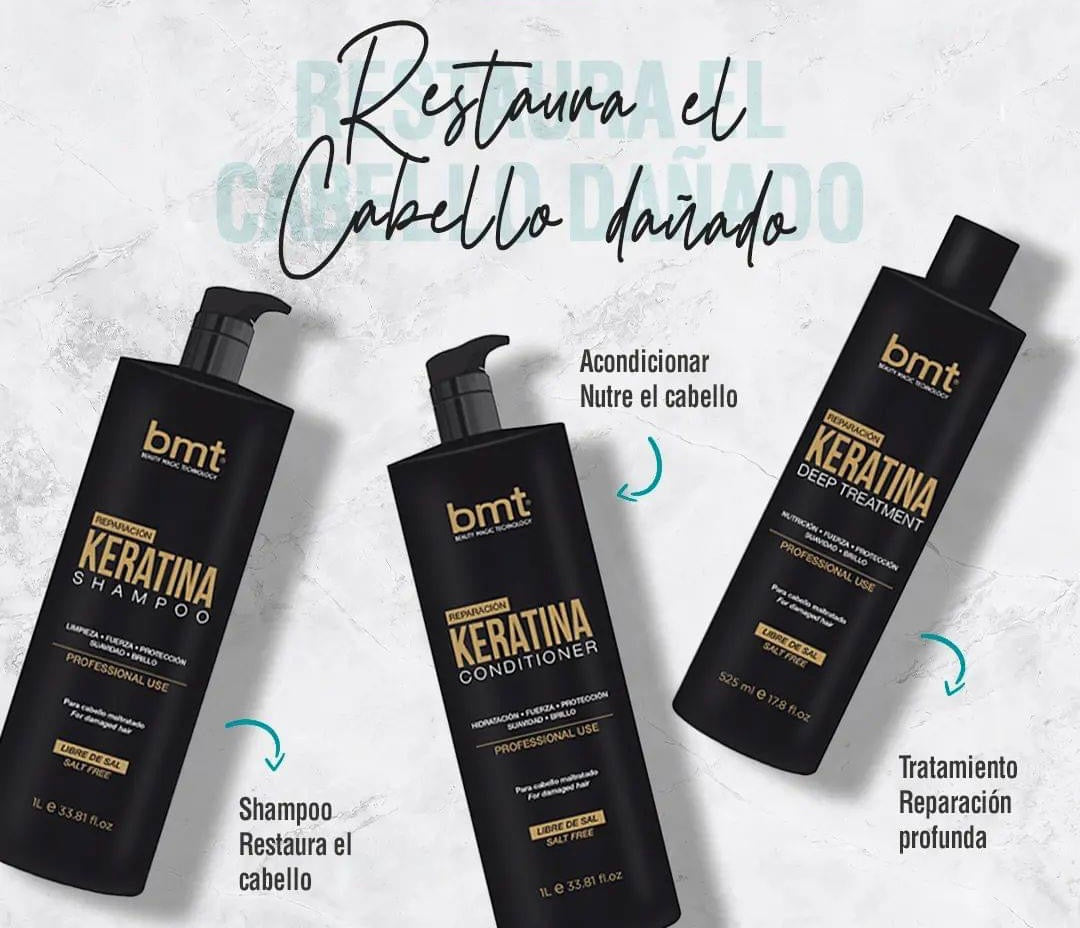 Pack bmt Keratina Shampoo, acondicionador y tratamiento